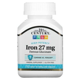21st Century, High-Potency Iron, 27 mg, 110 Easy to Swallow Tablets