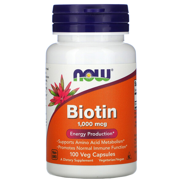 NOW Foods, Biotin, 1,000 mcg, 100 Veg Capsules 1 NOW Foods, Biotin, 1,000 mcg, 100 Veg Capsules