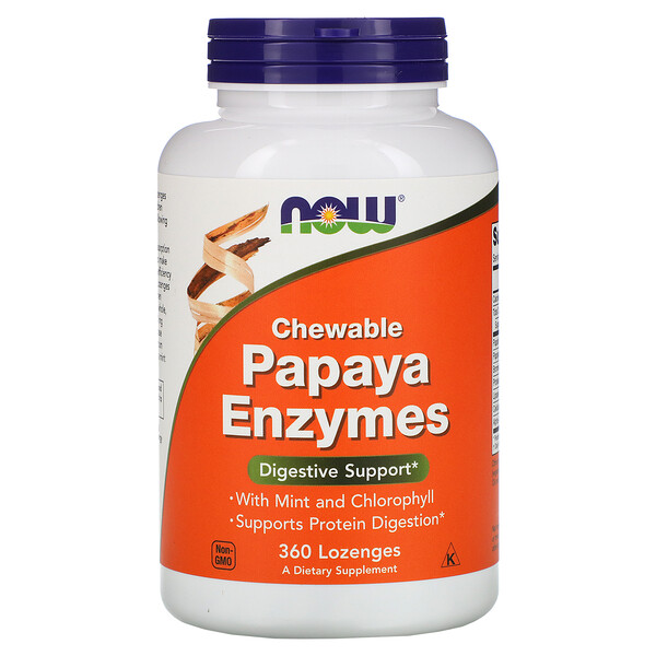 NOW Foods, Chewable Papaya Enzymes, 360 Lozenges 1 NOW Foods, Chewable Papaya Enzymes, 360 Lozenges