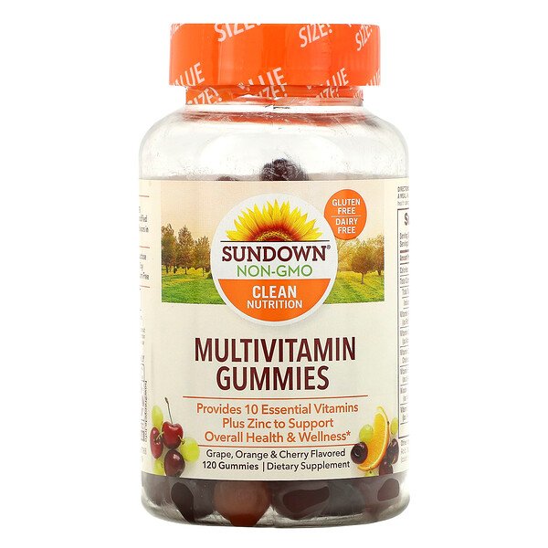 Sundown Naturals, Multivitamin Gummies, Grape, Orange & Cherry Flavored, 120 Gummies 1 Sundown Naturals, Multivitamin Gummies, Grape, Orange & Cherry Flavored, 120 Gummies