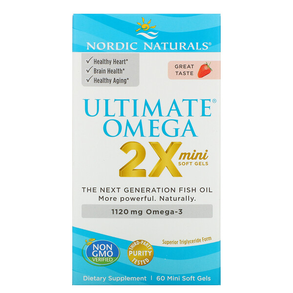 Nordic Naturals, Ultimate Omega 2X, Strawberry, 560 mg, 60 Mini Soft Gels 1 Nordic Naturals, Ultimate Omega 2X, Strawberry, 560 mg, 60 Mini Soft Gels