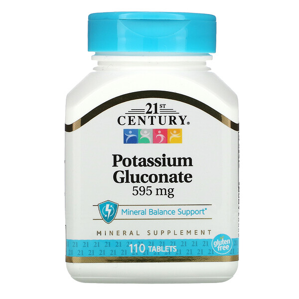 21st Century, Potassium Gluconate, 595 mg, 110 Tablets 1 21st Century, Potassium Gluconate, 595 mg, 110 Tablets