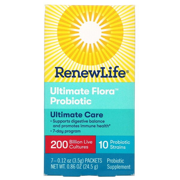 Renew Life, Ultimate Care, Ultimate Flora Probiotic, 200 Billion Live Cultures, 7 Packets, 0.12 oz (3 Renew Life, Ultimate Care, Ultimate Flora Probiotic, 200 Billion Live Cultures, 7 Packets, 0.12 oz (3.5 g) Each