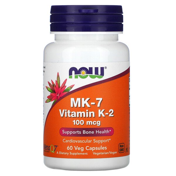 NOW Foods, MK-7 Vitamin K-2, 100 mcg, 60 Veg Capsules 1 NOW Foods, MK-7 Vitamin K-2, 100 mcg, 60 Veg Capsules