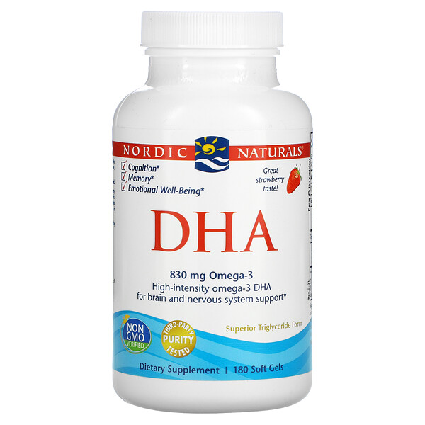 Nordic Naturals, DHA, Strawberry, 180 Soft Gels 1 Nordic Naturals, DHA, Strawberry, 180 Soft Gels