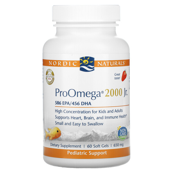 Nordic Naturals, ProOmega 2000 Jr Nordic Naturals, ProOmega 2000 Jr., Strawberry, 650 mg, 60 Soft Gels