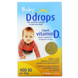 Ddrops, Baby, Liquid Vitamin D3, 400 IU, 90 Drops, 0.08 fl oz (2.5 ml)
