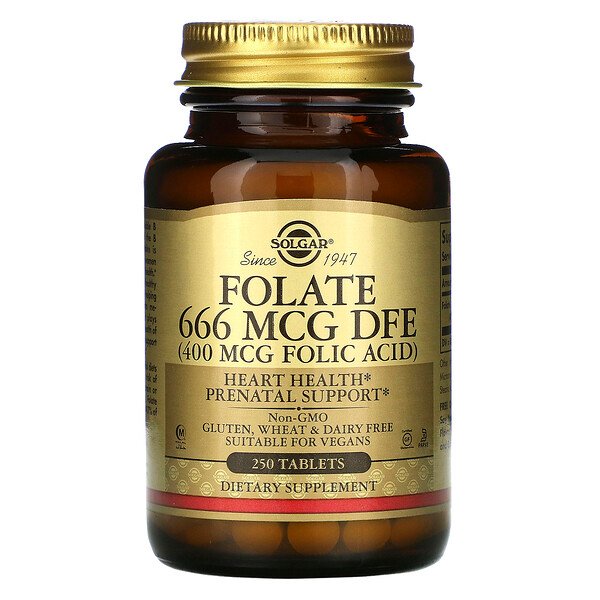 Solgar, Folate, 400 mcg, 250 Tablets 1 Solgar, Folate, 400 mcg, 250 Tablets