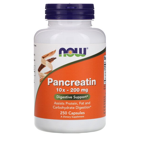 NOW Foods, Pancreatin, 10X - 200 mg, 250 Capsules 1 NOW Foods, Pancreatin, 10X - 200 mg, 250 Capsules