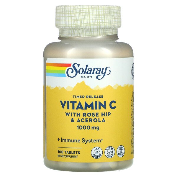 Solaray, Timed Release Vitamin C, With Rose Hip & Acerola, 1,000 mg