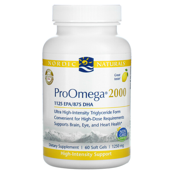 Nordic Naturals, ProOmega 2000, Lemon, 1250 mg, 60 Soft Gels 1 Nordic Naturals, ProOmega 2000, Lemon, 1250 mg, 60 Soft Gels