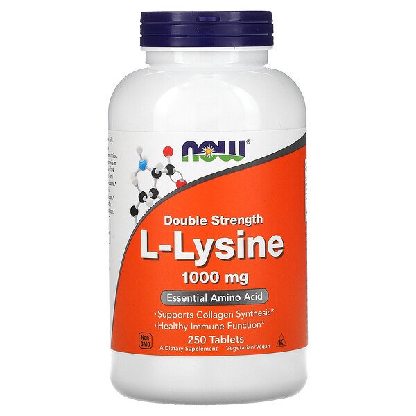 NOW Foods, L-Lysine, 1,000 mg, 250 Tablets 1 NOW Foods, L-Lysine, 1,000 mg, 250 Tablets