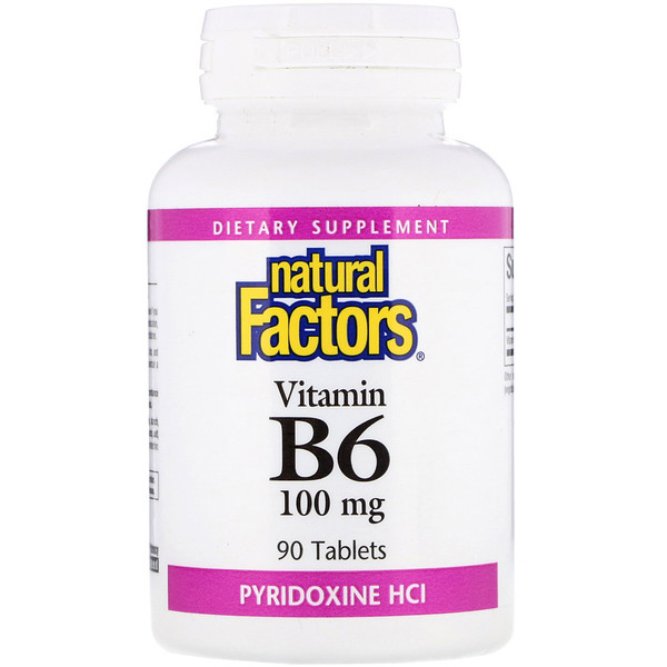 Natural Factors, Vitamin B6, Pyridoxine HCl, 100 mg, 90 Tablets 1 Natural Factors, Vitamin B6, Pyridoxine HCl, 100 mg, 90 Tablets