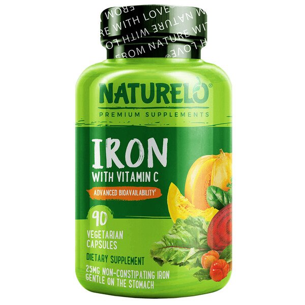 NATURELO, Iron with Vitamin C, 90 Vegetarian Capsules 1 NATURELO, Iron with Vitamin C, 90 Vegetarian Capsules