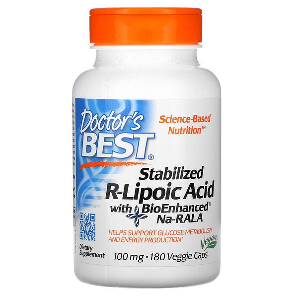 Doctor's Best, Stabilized R-Lipoic Acid with BioEnhanced Na-RALA, 100 mg, 180 Veggie Caps 1 Doctor's Best, Stabilized R-Lipoic Acid with BioEnhanced Na-RALA, 100 mg, 180 Veggie Caps