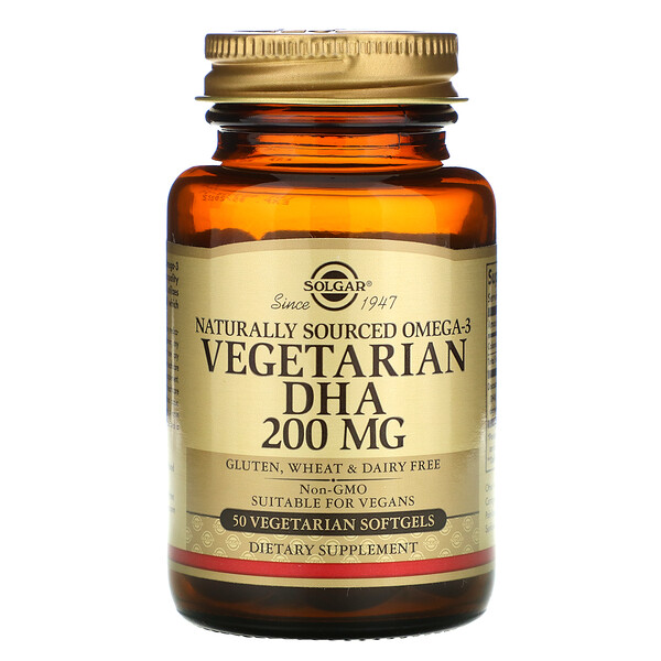Solgar, Naturally Sourced Omega-3, Vegetarian DHA, 200 mg, 50 Vegetarian Softgels 1 Solgar, Naturally Sourced Omega-3, Vegetarian DHA, 200 mg, 50 Vegetarian Softgels