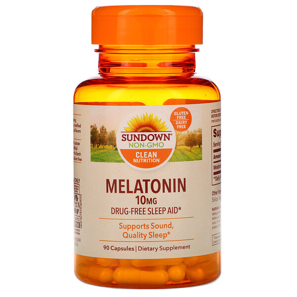 Sundown Naturals, Melatonin, 10 mg, 90 Capsules 1 Sundown Naturals, Melatonin, 10 mg, 90 Capsules