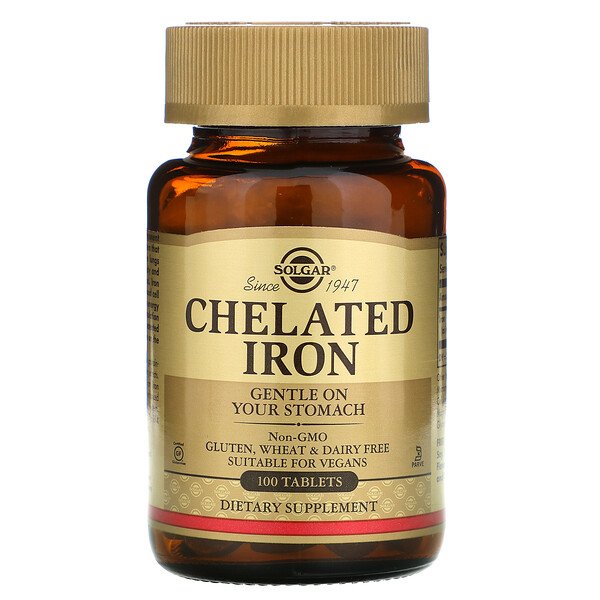 Solgar, Chelated Iron, 100 Tablets 1 Solgar, Chelated Iron, 100 Tablets