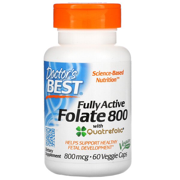 Doctor's Best, Fully Active Folate 800, 800 mcg, 60 Veggie Caps 1 Doctor's Best, Fully Active Folate 800, 800 mcg, 60 Veggie Caps