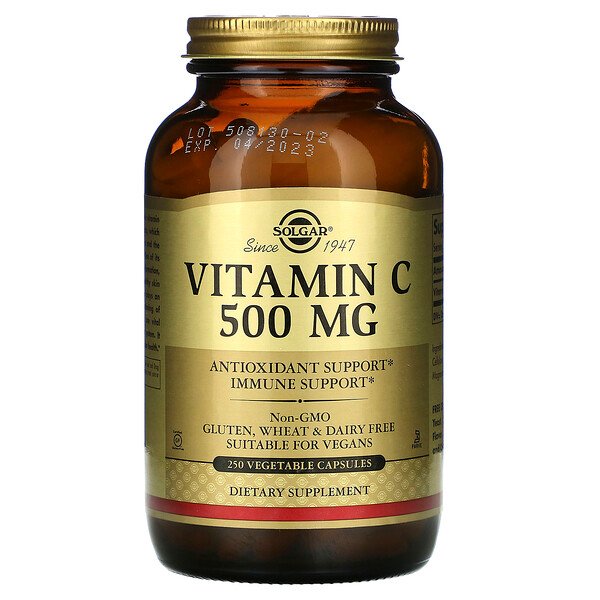 Solgar, Vitamin C, 500 mg, 250 Vegetable Capsules 1 Solgar, Vitamin C, 500 mg, 250 Vegetable Capsules