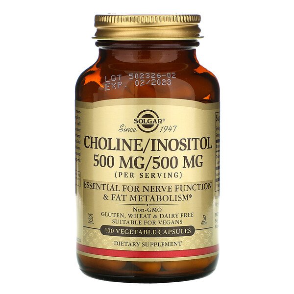 Solgar, Choline/Inositol, 100 Vegetable Capsules 1 Solgar, Choline/Inositol, 100 Vegetable Capsules