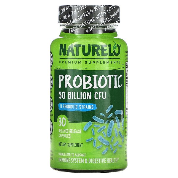 NATURELO, Probiotic, 50 Billion CFU, 30 Delayed Release Capsules 1 NATURELO, Probiotic, 50 Billion CFU, 30 Delayed Release Capsules