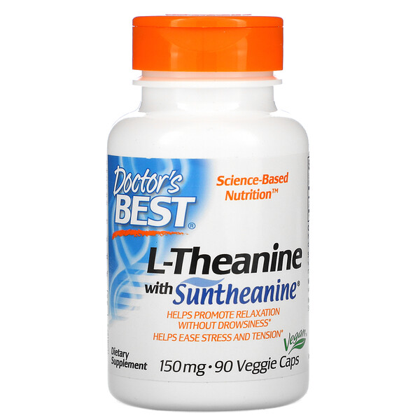 Doctor's Best, L-Theanine with Suntheanine, 150 mg, 90 Veggie Caps 1 Doctor's Best, L-Theanine with Suntheanine, 150 mg, 90 Veggie Caps