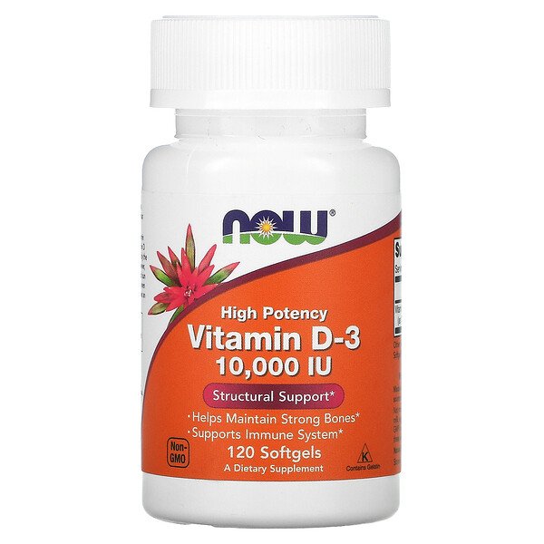 NOW Foods, High Potency Vitamin D-3, 10,000 IU, 120 Softgels 1 NOW Foods, High Potency Vitamin D-3, 10,000 IU, 120 Softgels