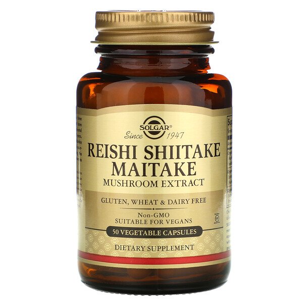 Solgar, Reishi Shiitake Maitake Mushroom Extract, 50 Vegetable Capsules 1 Solgar, Reishi Shiitake Maitake Mushroom Extract, 50 Vegetable Capsules
