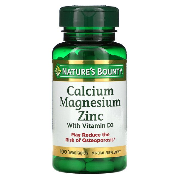 Nature's Bounty, Calcium Magnesium Zinc with Vitamin D3, 100 Coated Caplets 1 Nature's Bounty, Calcium Magnesium Zinc with Vitamin D3, 100 Coated Caplets