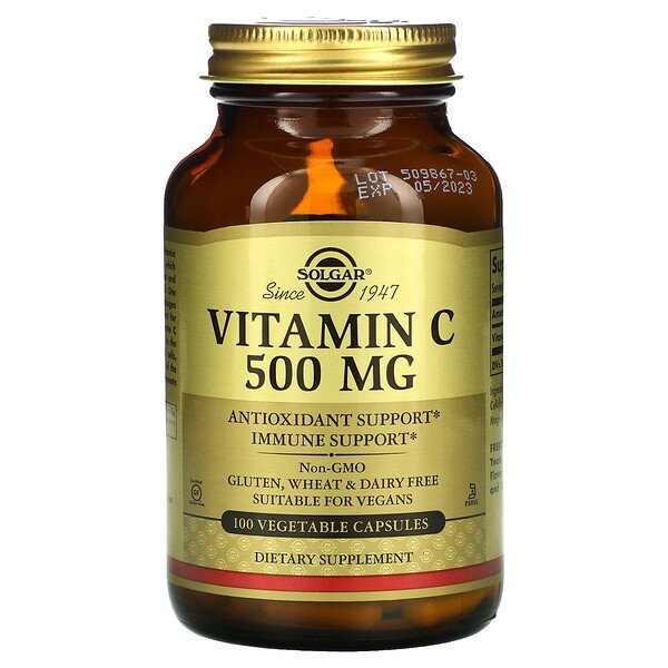 Solgar, Vitamin C, 500 mg, 100 Vegetable Capsules 1 Solgar, Vitamin C, 500 mg, 100 Vegetable Capsules