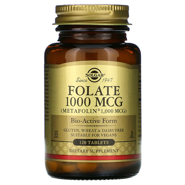 Solgar, Folate, 1,000 mcg, 120 Tablets 1 Solgar, Folate, 1,000 mcg, 120 Tablets