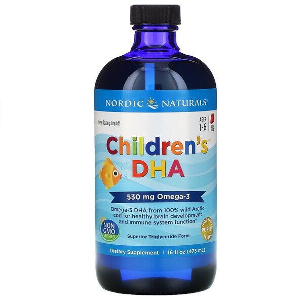 Nordic Naturals, Children's DHA, Ages 1-6, Strawberry, 530 mg, 16 fl oz (473 ml) 1 Nordic Naturals, Children's DHA, Ages 1-6, Strawberry, 530 mg, 16 fl oz (473 ml)