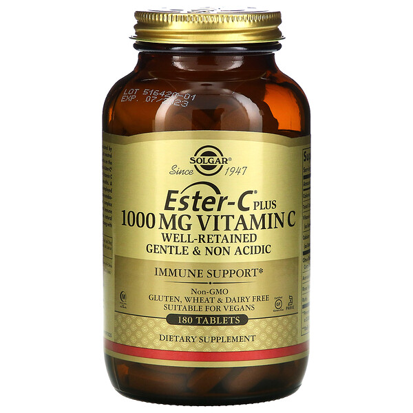 Solgar, Ester-C Plus Vitamin C, 1,000 mg, 180 Tablets 1 Solgar, Ester-C Plus Vitamin C, 1,000 mg, 180 Tablets