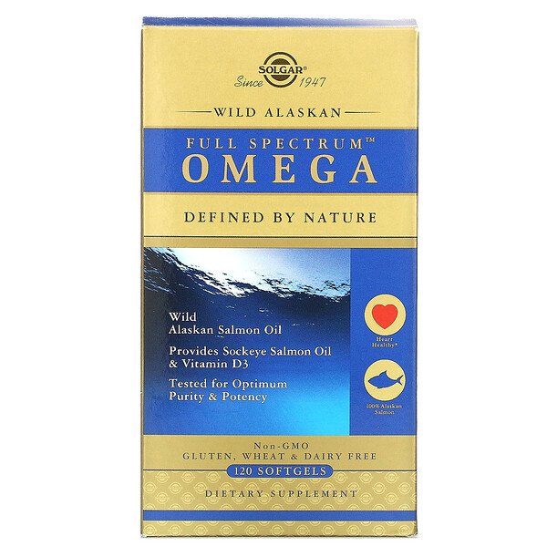 Solgar, Full Spectrum Omega, Wild Alaskan Salmon Oil, 120 Softgels 1 Solgar, Full Spectrum Omega, Wild Alaskan Salmon Oil, 120 Softgels