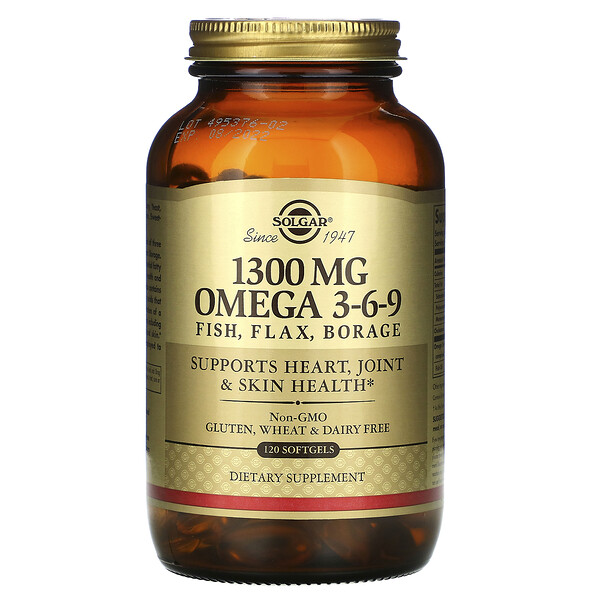Solgar, Omega 3-6-9, 1,300 mg, 120 Softgels 1 Solgar, Omega 3-6-9, 1,300 mg, 120 Softgels