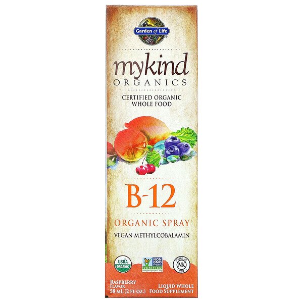 Garden of Life, MyKind Organics, B-12 Organic Spray, Raspberry, 2 fl oz (58 ml) 1 Garden of Life, MyKind Organics, B-12 Organic Spray, Raspberry, 2 fl oz (58 ml)