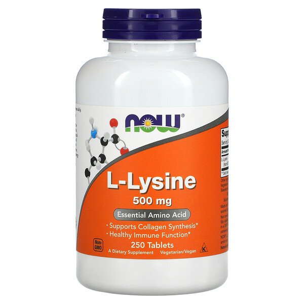 NOW Foods, L-Lysine, 500 mg, 250 Tablets 1 NOW Foods, L-Lysine, 500 mg, 250 Tablets
