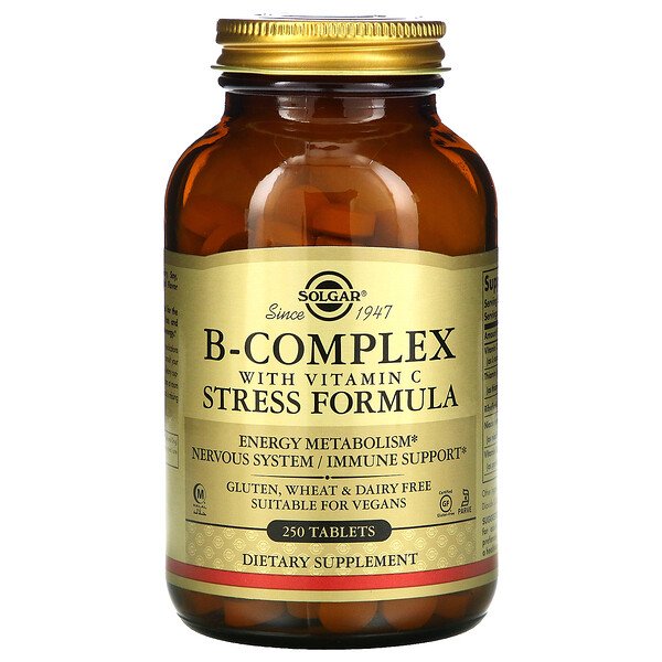 Solgar, B-Complex with Vitamin C Stress Formula, 250 Tablets 1 Solgar, B-Complex with Vitamin C Stress Formula, 250 Tablets