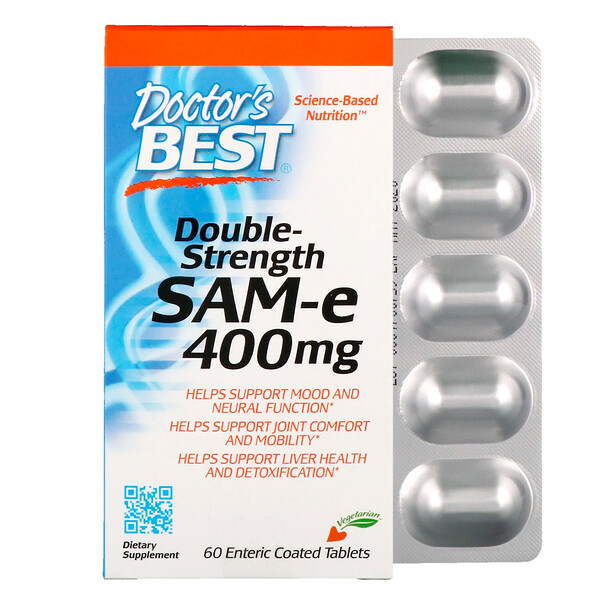Doctor's Best, SAM-e, Double-Strength, 400 mg, 60 Enteric Coated Tablets 1 Doctor's Best, SAM-e, Double-Strength, 400 mg, 60 Enteric Coated Tablets