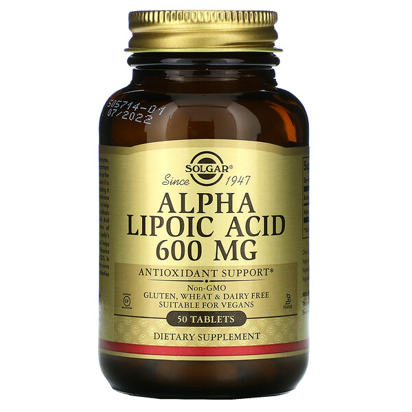 Solgar, Alpha Lipoic Acid, 600 mg, 50 Tablets 1 Solgar, Alpha Lipoic Acid, 600 mg, 50 Tablets
