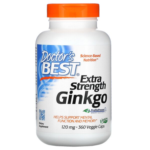 Doctor's Best, Extra Strength Ginkgo, 120 mg, 360 Veggie Caps 1 Doctor's Best, Extra Strength Ginkgo, 120 mg, 360 Veggie Caps