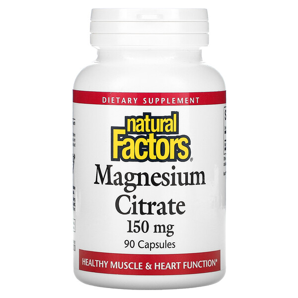 Natural Factors, Magnesium Citrate, 150 mg, 90 Capsules 1 Natural Factors, Magnesium Citrate, 150 mg, 90 Capsules