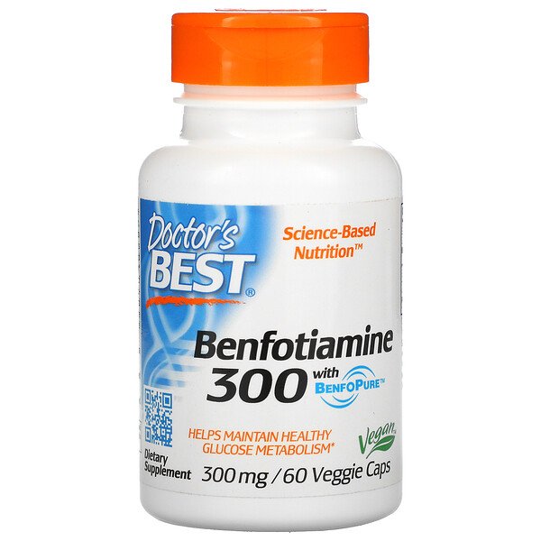 Doctor's Best, Benfotiamine with BenfoPure, 300 mg, 60 Veggie Caps 1 Doctor's Best, Benfotiamine with BenfoPure, 300 mg, 60 Veggie Caps