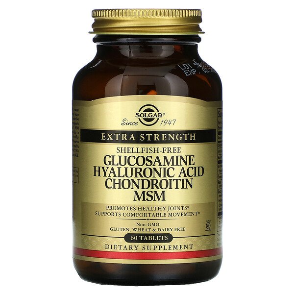 Solgar, Glucosamine Hyaluronic Acid Chondroitin MSM, 60 Tablets 1 Solgar, Glucosamine Hyaluronic Acid Chondroitin MSM, 60 Tablets