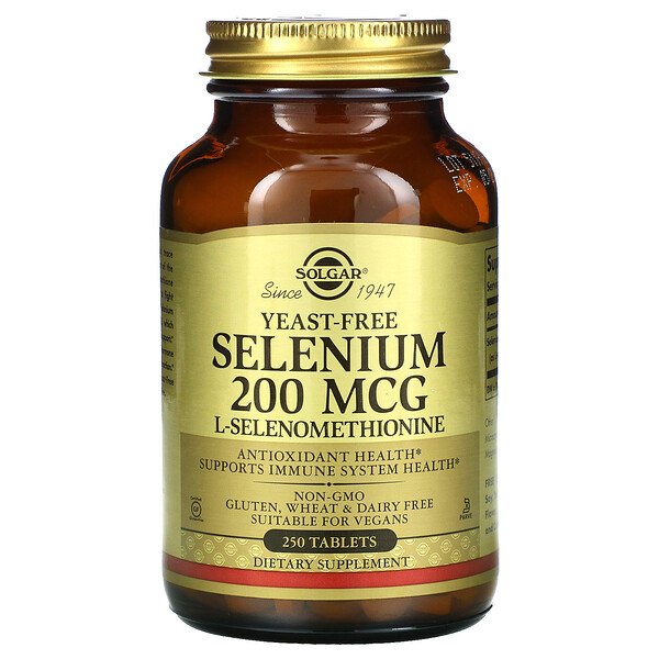 Solgar, Selenium, Yeast-Free, 200 mcg, 250 Tablets 1 Solgar, Selenium, Yeast-Free, 200 mcg, 250 Tablets