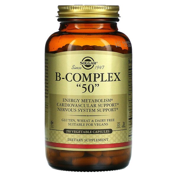 Solgar, B-Complex "50", 250 Vegetable Capsules 1 Solgar, B-Complex "50", 250 Vegetable Capsules
