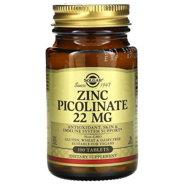 Solgar, Zinc Picolinate, 100 Tablets 1 Solgar, Zinc Picolinate, 100 Tablets