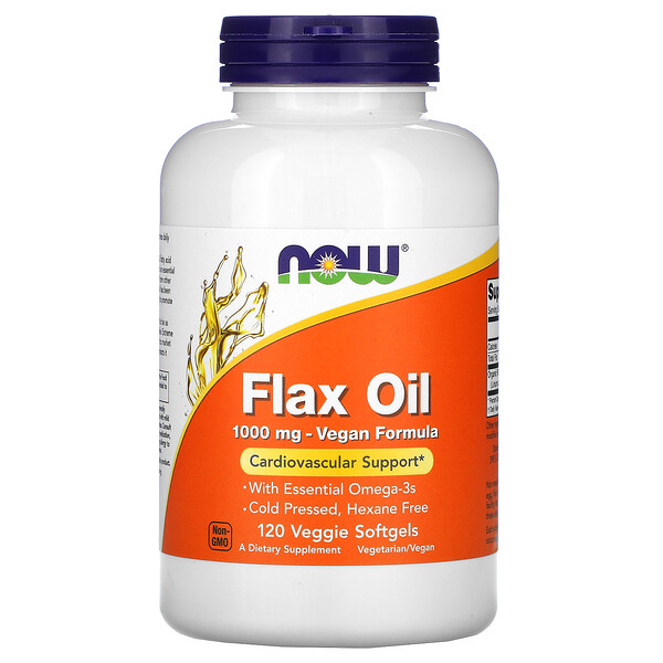 NOW Foods, Flax Oil, 1,000 mg, 120 Veggie Softgels 1 NOW Foods, Flax Oil, 1,000 mg, 120 Veggie Softgels
