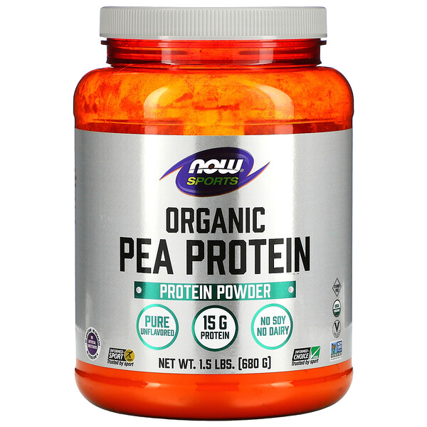 NOW Foods, Sports, Organic Pea Protein Powder, Pure Unflavored, 1 NOW Foods, Sports, Organic Pea Protein Powder, Pure Unflavored, 1.5 lbs (680 g)